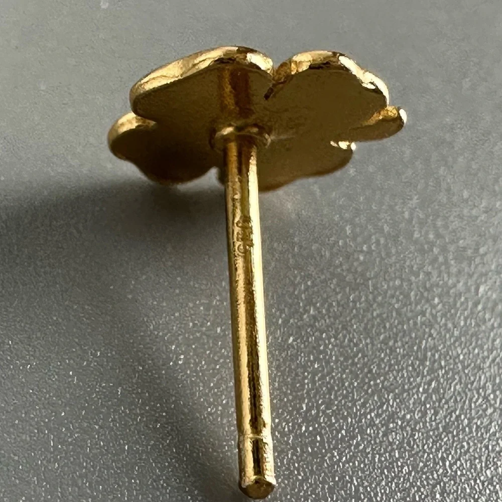 14k Gold Vermeil Shamrock Lucky Clover Stud Earrings